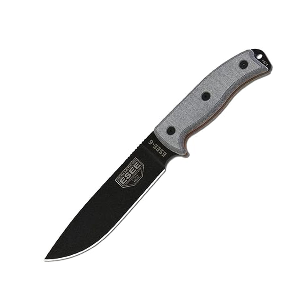 ESEE Knives 6P Fixed Blade Knife w/Molded Polymer Sheath (Black Blade/Coyote Brown Sheath)