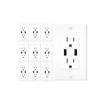 10 Pack 4.8A Wall Outlet with USB Ports 15Amp Duplex USB Wall Outlets Tamper Resistant USB Outlet Charger