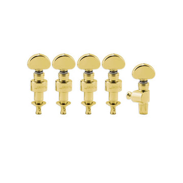 Geared banjo pegs gold w/ Metal button set 5