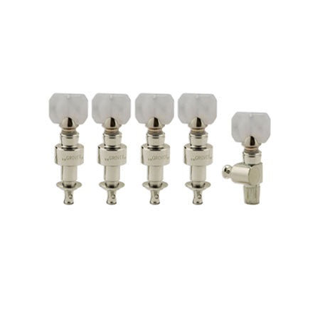Geared banjo pegs nickel w/ Square prld button set 5
