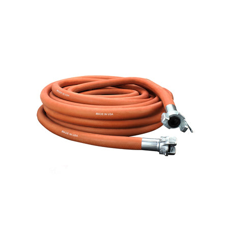 Industrial Jackhammer 50' Red Rubber Air Hose w/ 3/4" Crimped Universal (Chicago) Coupling Connection Fitting, MADE IN USA