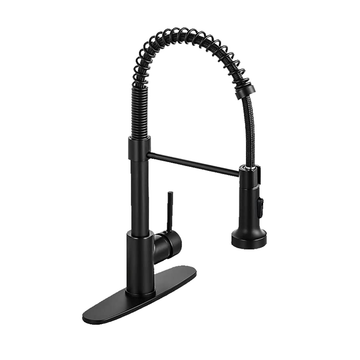 Faucet for Kitchen Sink, Brass Black Single Handle Single Lever High Arc Spring Faucet