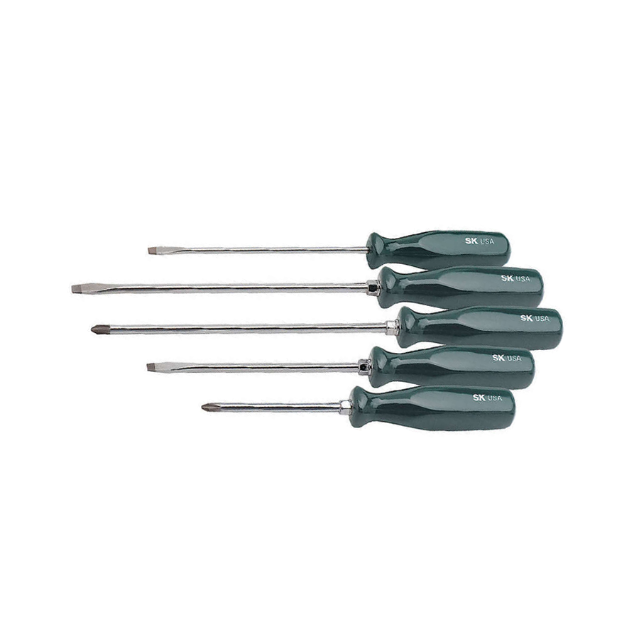 SK Hand Tools 86321 | 5 Piece SureGrip Long Reach Screwdriver Set