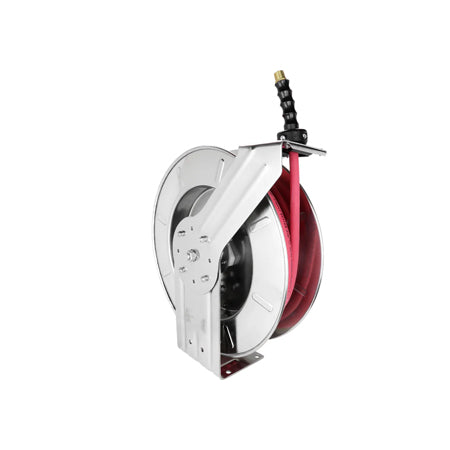Industrial Stainless Steel Hose Reel Retractable, 3/8" ID x 35' Ultra-Lightweight Rubber Hose w/ 3/8" NPT, 300 PSI