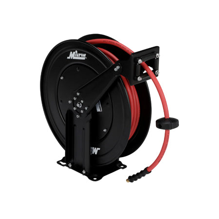 Steel Dual Arm Auto-Retractable Hose Reel, 3/8" x 50 ft. Rubber Hose - 300 Max PSI