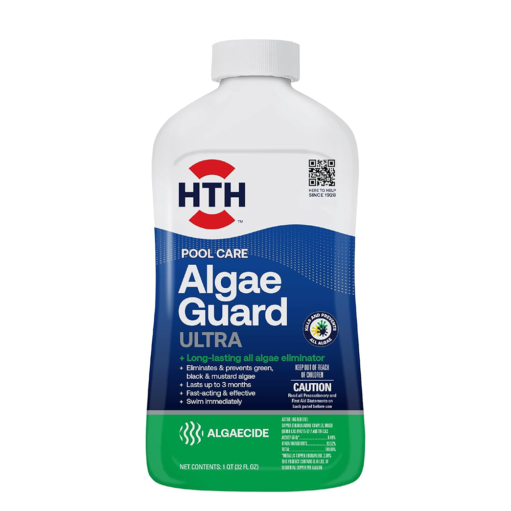 HTH 67089 Swimming Pool Care Algae Guard Ultra, Swimming Pool Chemical, Long Lasting Formula, 32 fl oz