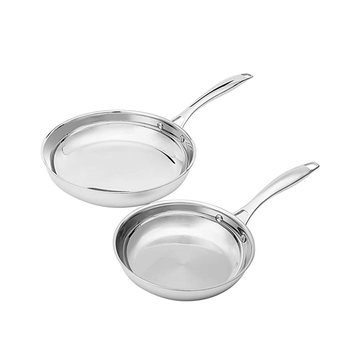 2-Piece Oven Safe, Riveted Handle Frying Pan - Silver, 8-Inch & 10-Inch