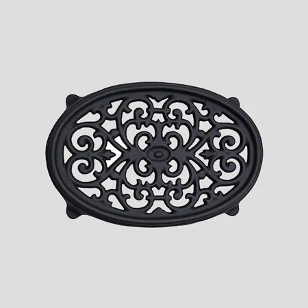 Matte Black Oval Filigree Steamer Trivet