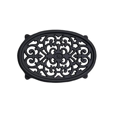 Matte Black Oval Filigree Steamer Trivet