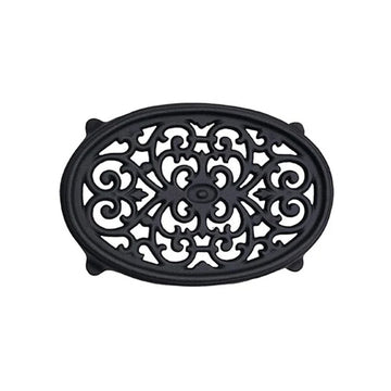 Matte Black Oval Filigree Steamer Trivet