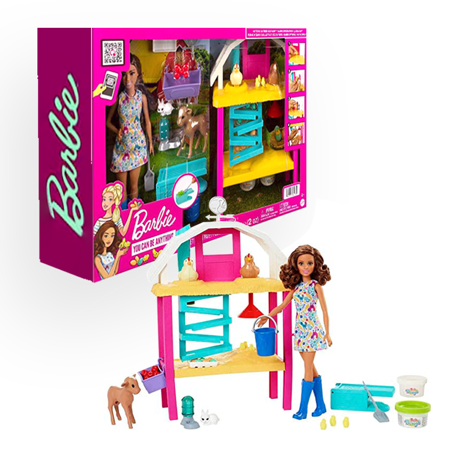 Barbie Doll and Playset with Coop, Animals, Dough, Molds and More