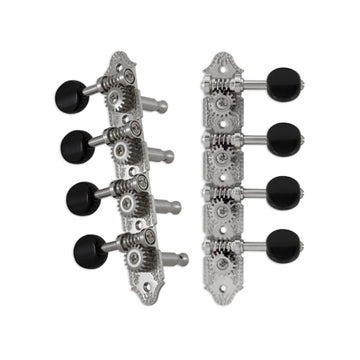 Professional Mandolin “A” Style Chrome Set 8 4 + 4 on Plate W/Black Button