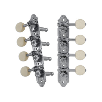 Professional Mandolin “A” Style Chrome Set 8 4 + 4 on Plate W/White Button