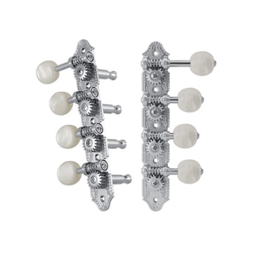 Professional Mandolin “F” Style Chrome Set 8 4 + 4 on Plate W/Pearloid Button