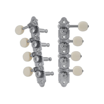 Professional Mandolin “F” Style Chrome Set 8 4 + 4 on Plate W/White Button