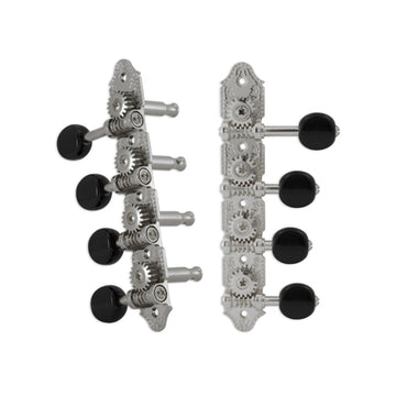Professional Mandolin “F” Vintage Chrome Set 8 4 + 4 on Plate W/Black Button
