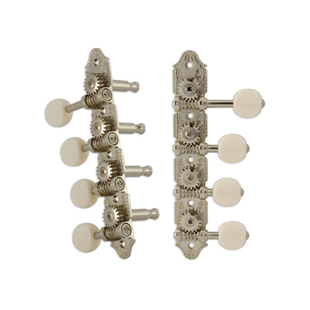 Professional Mandolin “F” Vintage Nickel Set 8 4 + 4 on Plate W/White Button