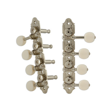 Professional Mandolin “F” Vintage Nickel Set 8 4 + 4 on Plate W/White Button