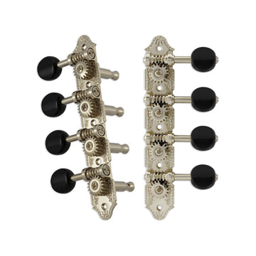 Professional Mandolin “A” Style Nickel Set 8 4 + 4 on Plate W/Black Button