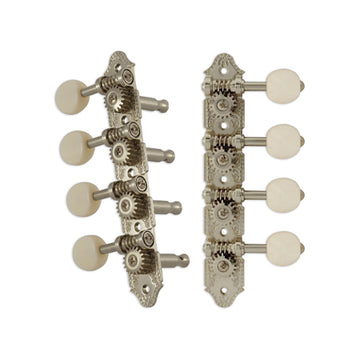 Professional Mandolin “A” Style Nickel Set 8 4 + 4 on Plate W/White Button