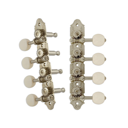 Professional Mandolin “A” Style Nickel Set 8 4 + 4 on Plate W/White Button (New 5/2023)