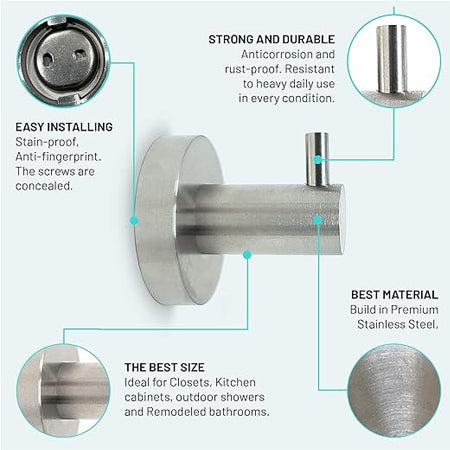 Brushed Nickel Towel Hooks - Thumbnail 3