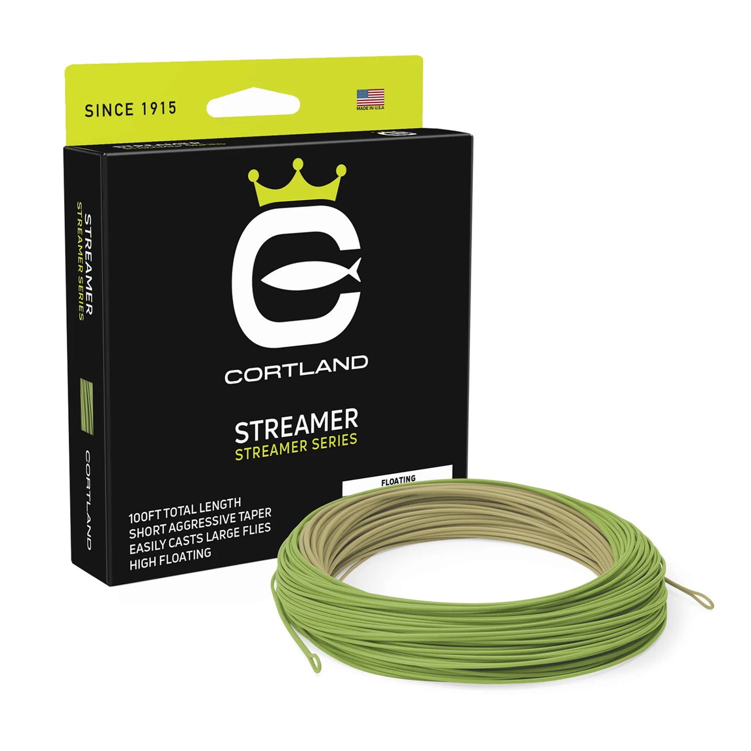 Cortland Streamer Floating Fly Line, WF5F, 100 FT, Olive/Green