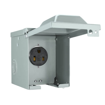 50 Amp 6-50R Power Outlet Box 250 Volt, Enclosed Lockable Weatherproof Outdoor Electrical