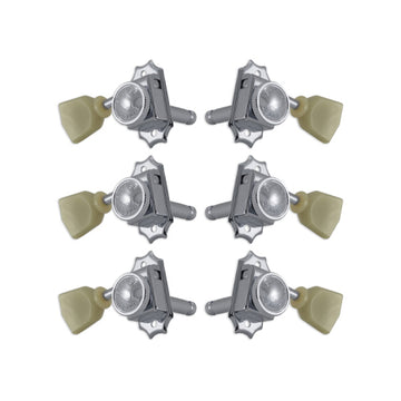 LOCKING DELUXE CHROME W/ PLASTIC KEYSTONE BUTTON SET 6 3+3