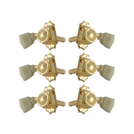 Locking Deluxe Gold W/ Plastic Keystone Button Set 6 3+3