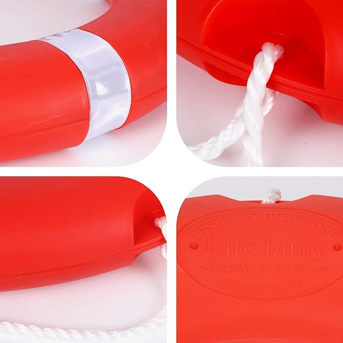 Throw Ring Sign 28 inch Boat Safety Throw Ring with Water Floating Lifesaving Rope 98.