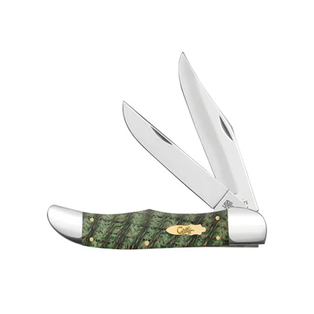 64072 Green Curly Oak Wood Stainless Pocket Knife