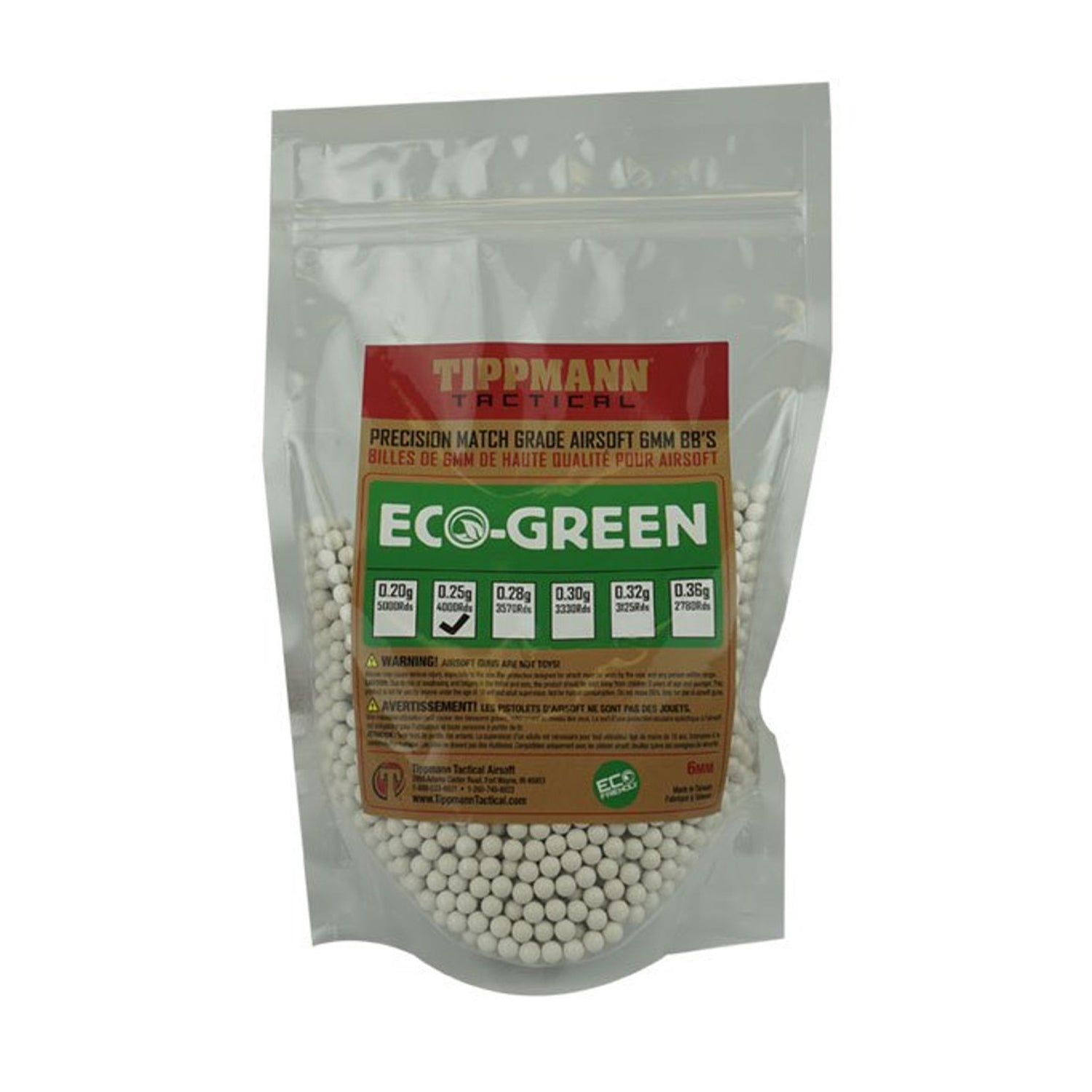 Tippmann 6mm ECO BB 0.25g 4000 BBs - White