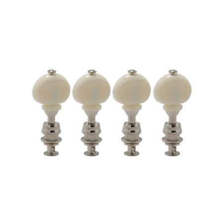 Champion Uke Pegs W/ White Buttons Nickel Set 4