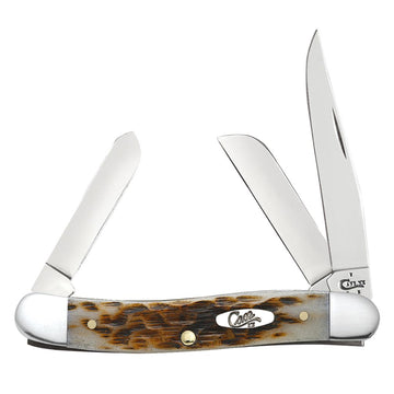 Peach Seed Jigged Amber Bone Medium Stockman Stainless Pocket Knife 71129