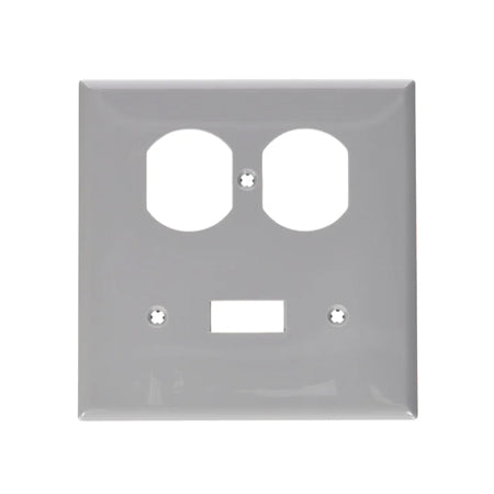 Leviton 80705-GY 2-Gang 1-Toggle 1-Duplex Device Combination Wallplate, 25-Pack