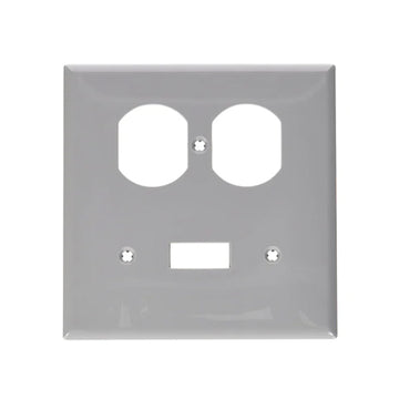 Leviton 80705-GY 2-Gang 1-Toggle 1-Duplex Device Combination Wallplate, 25-Pack