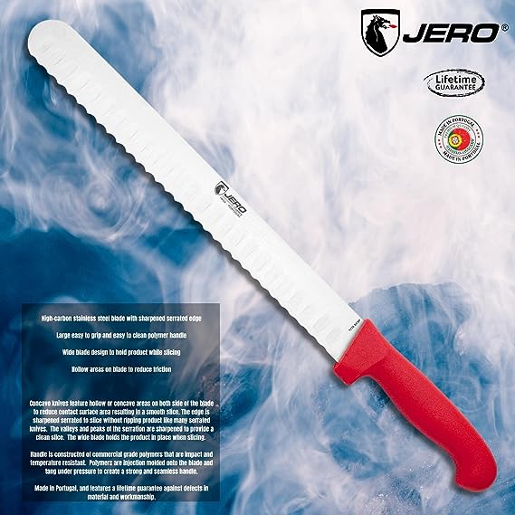 Jero Pitmaster Series Serrated Concavo Slicer - Wide 12" Granton Serrated Edge Blade