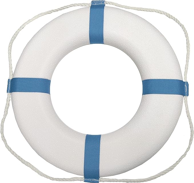 Life Ring, White with Blue Stripes, 25" Outer Diameter