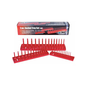 3 pc. SAE Socket Tray Set - Red