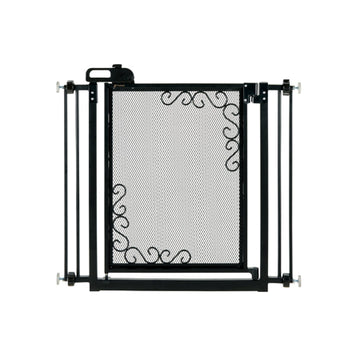 One-Touch Metal Mesh Pet Gate in Black