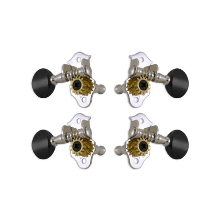 Sta-Tite™ Geared Ukulele Pegs Chrome W/ Black Buttons Set 4