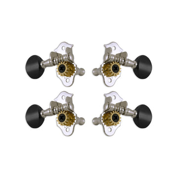 Sta-Tite™ Geared Ukulele Pegs Chrome W/ Black Buttons Set 4