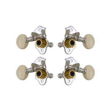 Sta-Tite™ Geared Ukulele Pegs Chrome W/ White Buttons Set 4