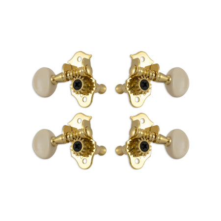 Sta-Tite™ Geared Ukulele Pegs Gold W/ White Buttons Set 4