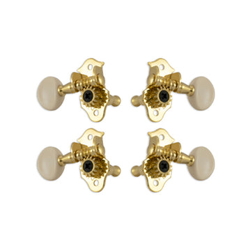Sta-Tite™ Geared Ukulele Pegs Gold W/ White Buttons Set 4