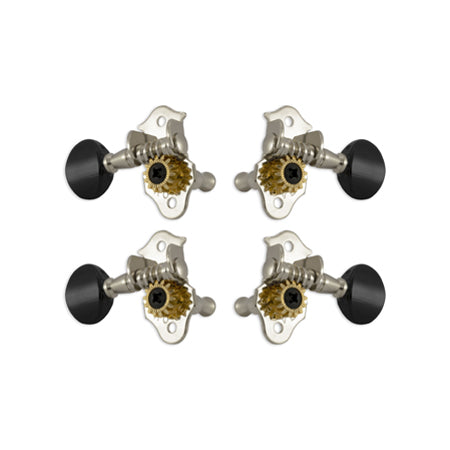 Sta-tite™ geared ukulele pegs nickel w/ Black buttons set 4