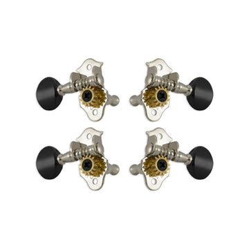 Sta-tite™ geared ukulele pegs nickel w/ Black buttons set 4