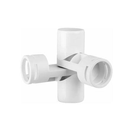 PVC- Adjustable joint fitting 1" 4-Way (Furniture Grade White)