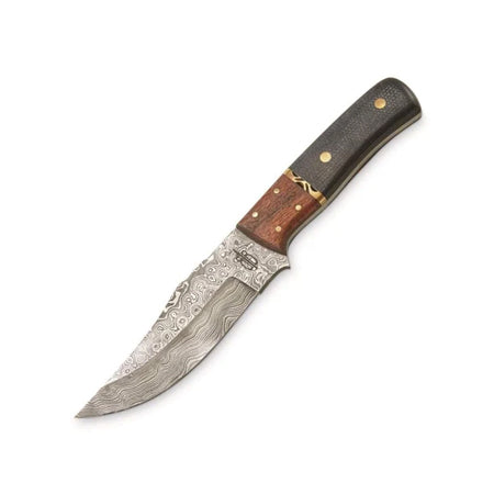 Sharp Custom Handmade 1095 Rain Drop Damascus Fixed Blade Hunting Knife